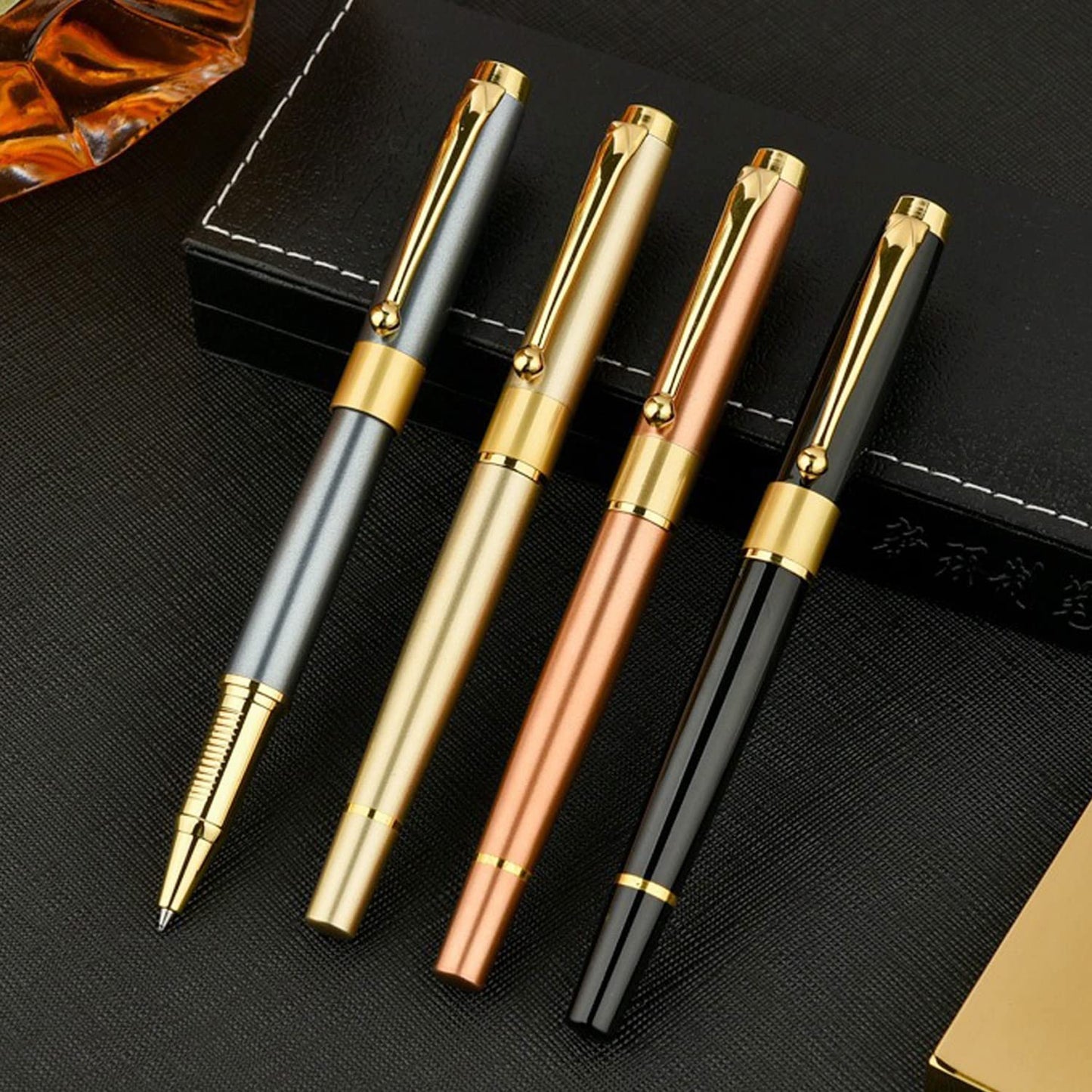 YIVONKA Ballpoint Pen Black Refill,Luxury Ballpoint Line width 0.5mm,Best Ball Pen Gift Set for Men & Women Professional Executive,Office,Nice BallPens Classy Gift Box (Rose Gold)