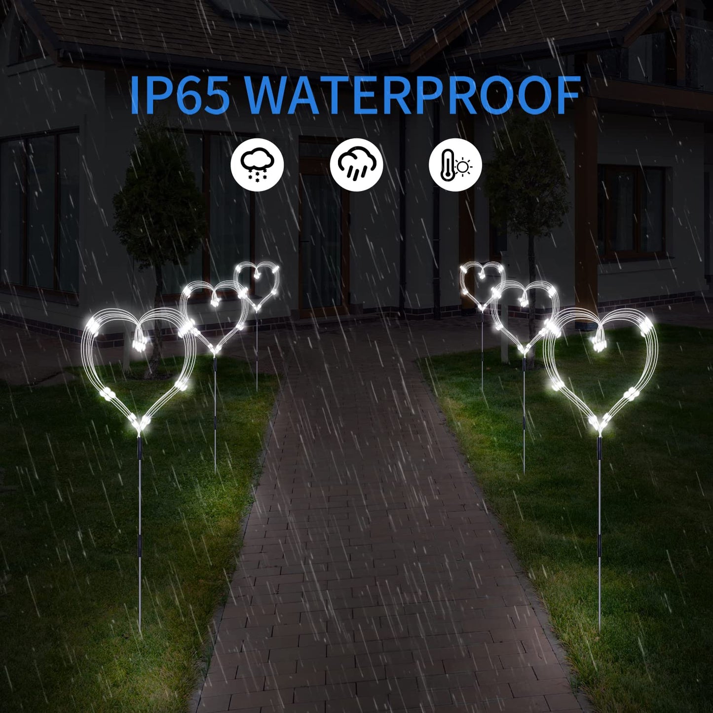 Maleyt Solar Garden Lights, Outdoor Firework Lights, 5 Pack 120 LED Decorative Stake with Remote, 8 Modes DIY Landscape Light Waterproof Lamps for Walkway Pathway Backyard Lawn (White)