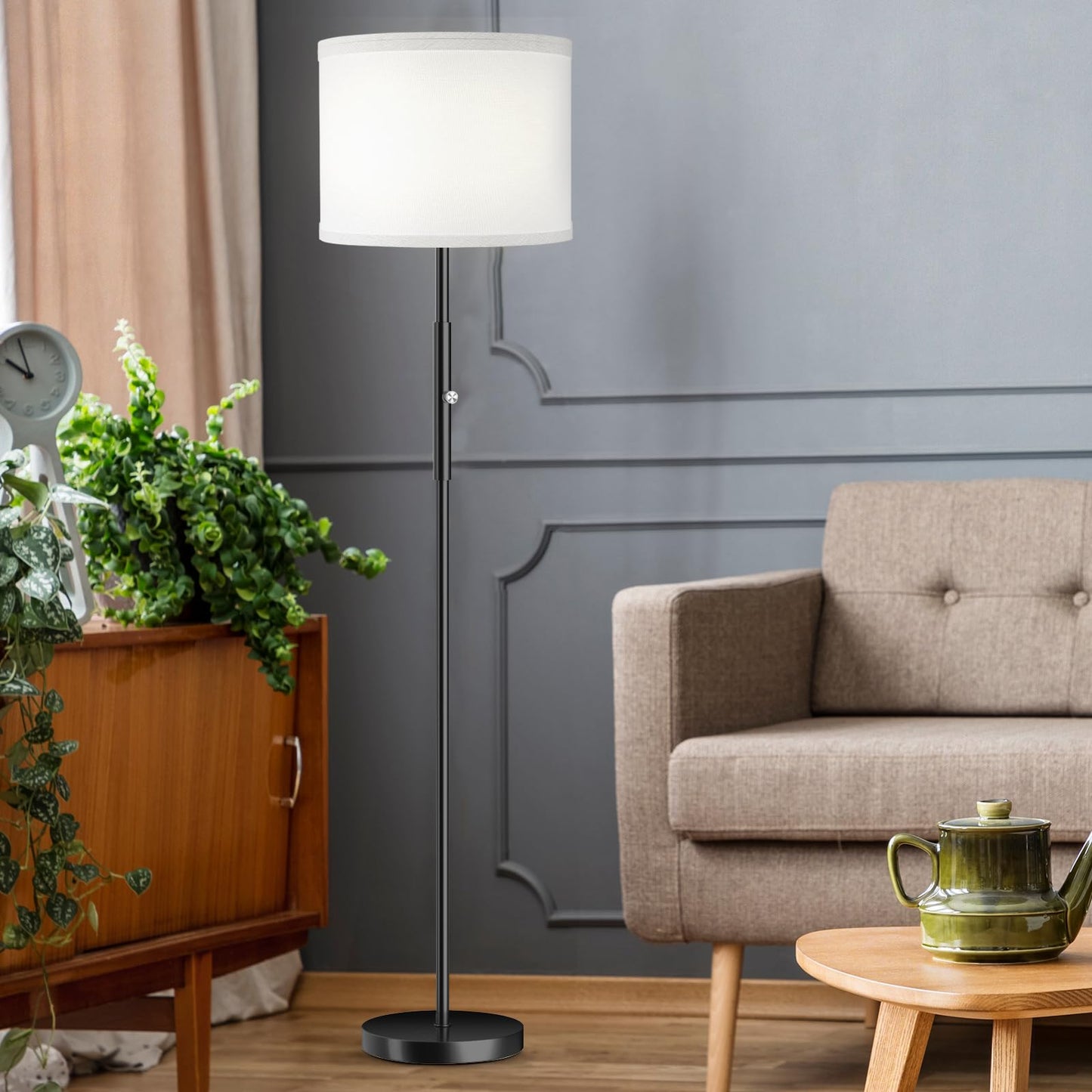 PARTPHONER Floor Lamp for Living Room Bedroom with Lampshade Stencil, 65’’ Modern Tall Lamp Simple Design Standing Lamps for Kids Room Home Office Reading, Bulb Included