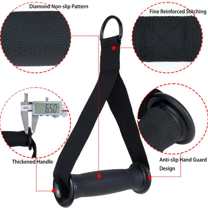 Exercise Handles for Resistance Bands & Cable Machines – Heavy-Duty Non-Slip Padded Grips for Strength Training, Home Gym, and Rehabilitation (Black)