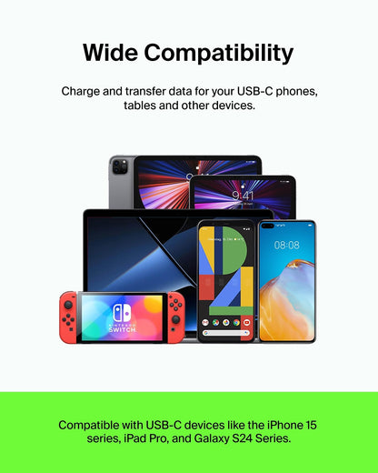 Belkin USB-C to USB-C Cable Fast Charging Cable (2M/6.6ft) for iPhone 16, iPhone 16 Pro, iPhone 16 Pro Max, Galaxy S25, S24, Note, Pixel, iPad Pro, Nintendo Switch 2, Carplay & More - Black