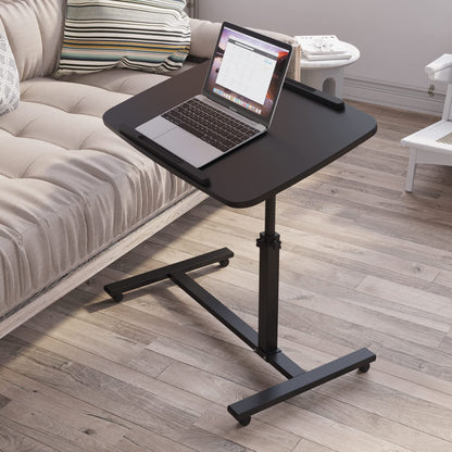 Laptop Table Mobile Adjustable Height Portable Desk Notebook Swivel PC Computer Rolling Desk with Wheels, Laptop Stand for Couch Bedside Hospital Bed Table
