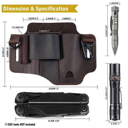 ST1 Leather Multitool Sheath - EDC Belt Organizer for Leatherman Tools, Flashlight, Pen, and Keychain Clip, Durable and Stylish, Great for Work and Daily Use, Ideal Gift for Men