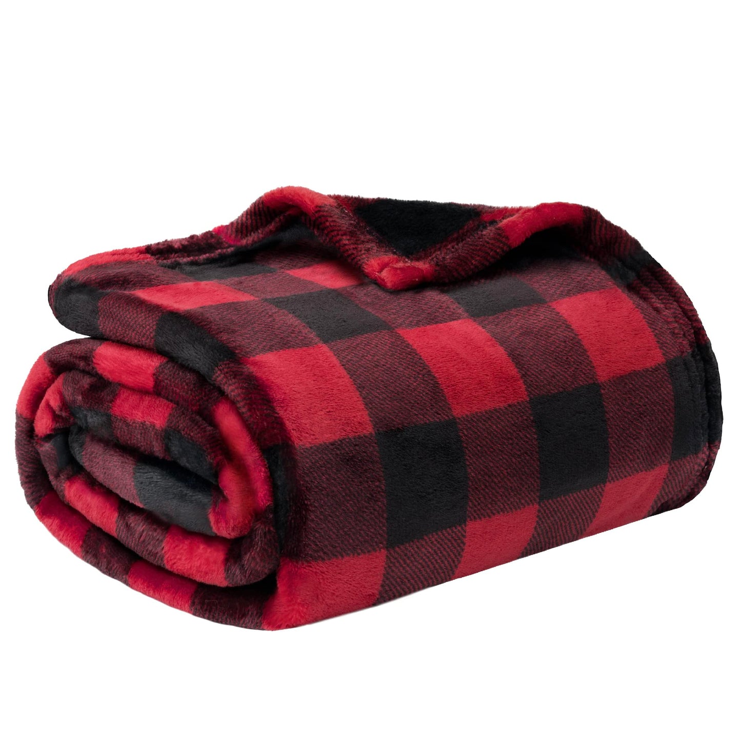 PAVILIA Black and Red Buffalo Plaid Fleece Throw Blanket for Couch, Soft Checkered Flannel Blanket for Sofa, Plaid Christmas Couch Throw Bed, Warm Cozy Decorative Blanket Fall Decor Gift, 60x80