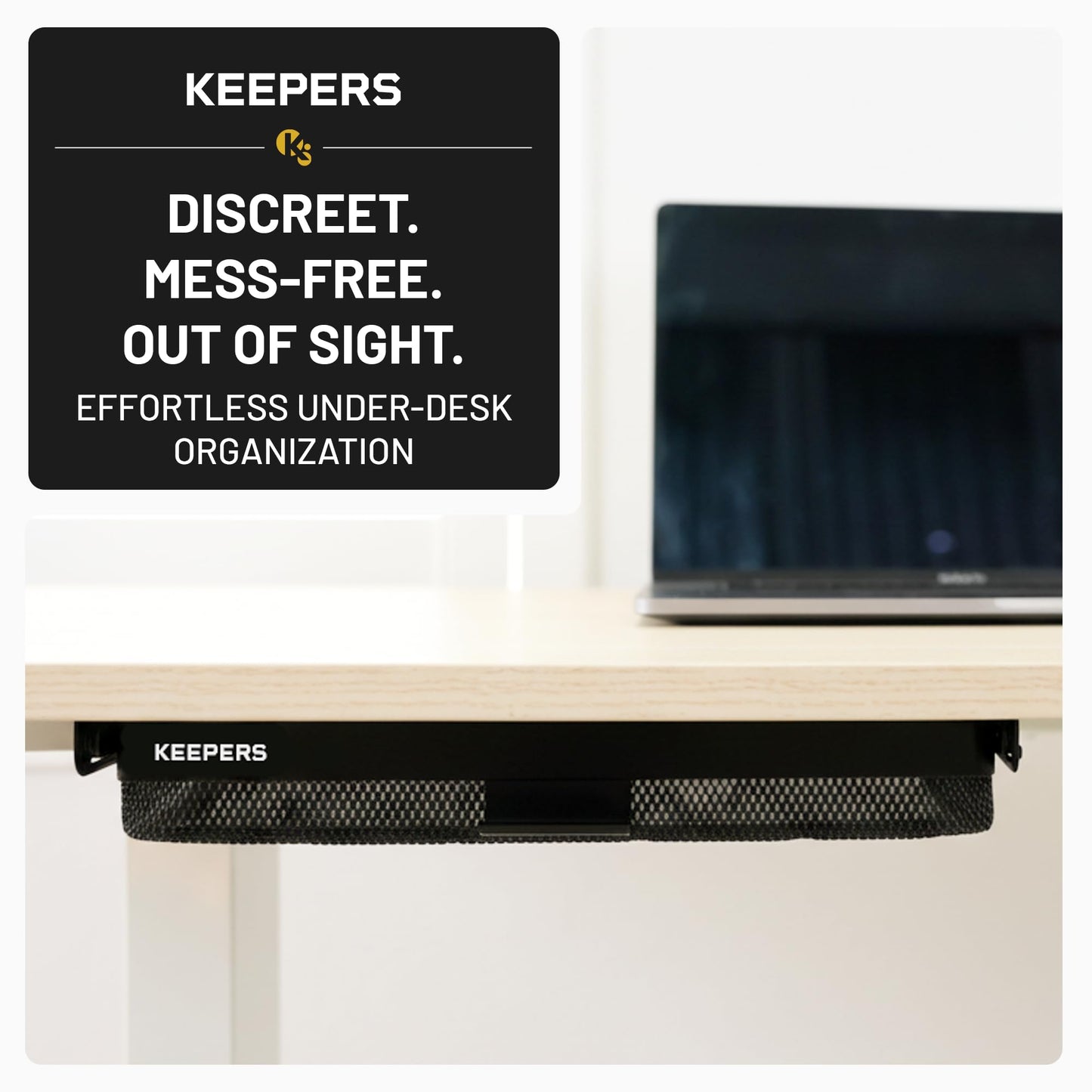 KEEPERS - Under Desk Drawer Slide Out – Metal Under Desk Storage Drawer for Office, Home, RV, Kitchen – Slim Under Table Attachment with Easy DIY Mount - Under Desk Organizer - Fits in 11x10x2In