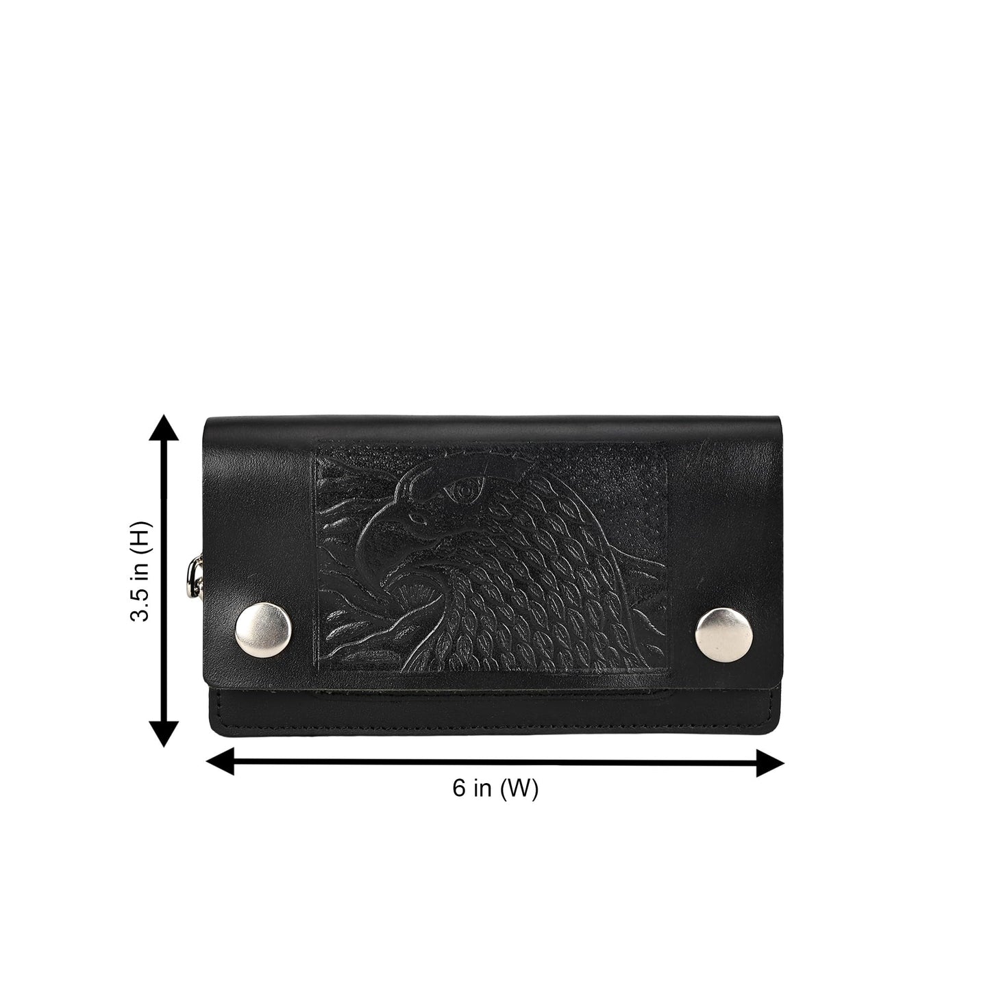 Leatherboss Genuine Leather Men Trifold Eagle Biker Chain Wallet Credit Card Holder for Motorcycle Bikers Truckers