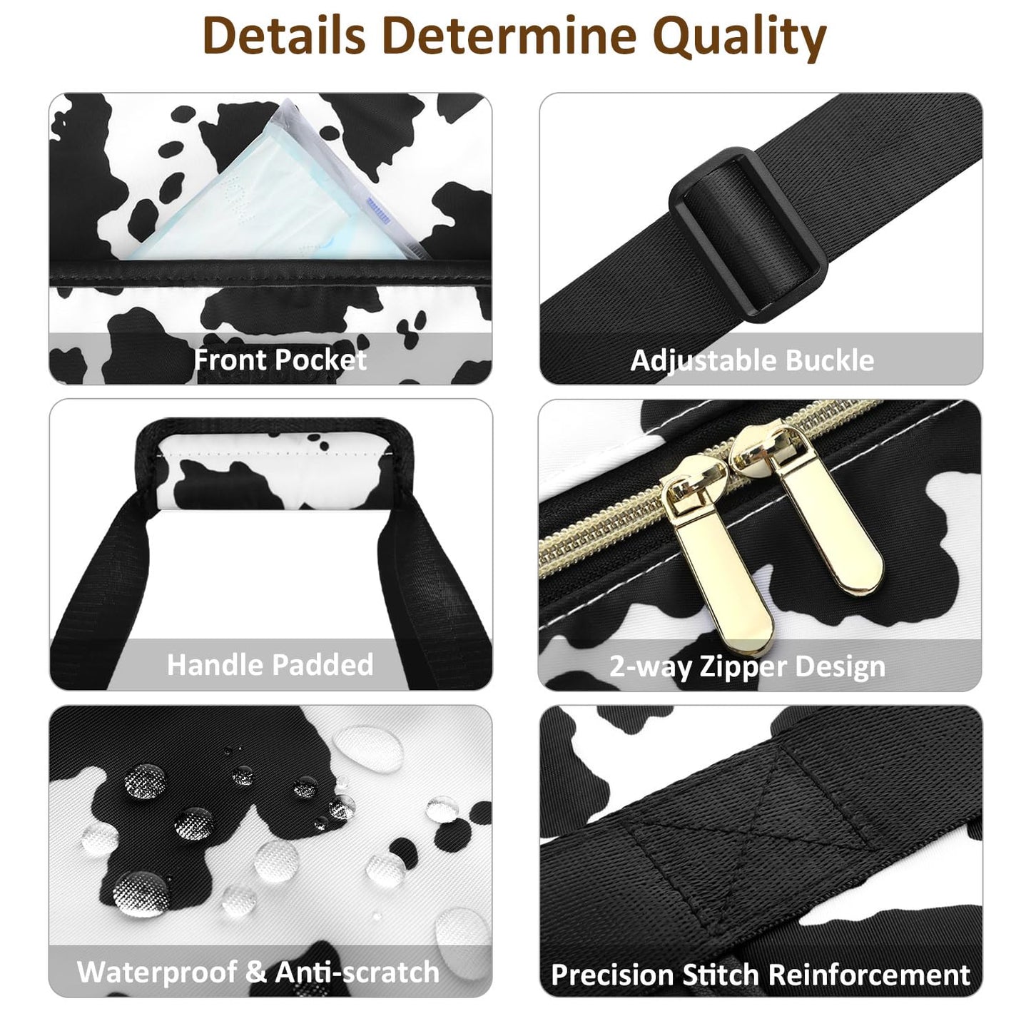 Expandable Travel Duffle Bag, Waterproof Weekender Overnight Bags for Women Men Hospital Bag for Women Labor Delivery Carry on Bag with Toiletry Bag for Travel Gym Airplanes(Cow Print, X-Large)