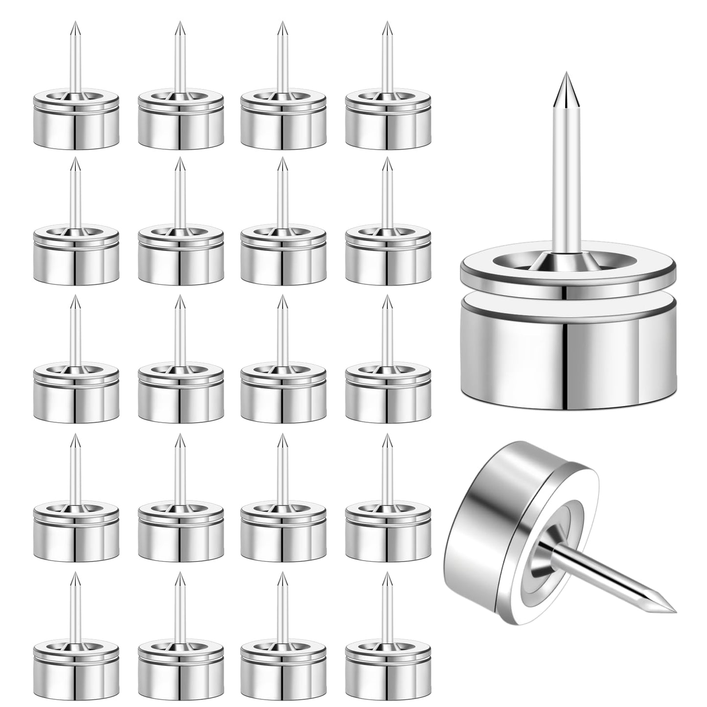 Magnetic Push Pins, 20 Sets Magnet Thumbtack for Board [1s Quick Pin][No Hole Hang Way], Poster and Photo Hangers Push Pin Magnets for Office Supplies Classroom Decoration Walls Bulletin Boards