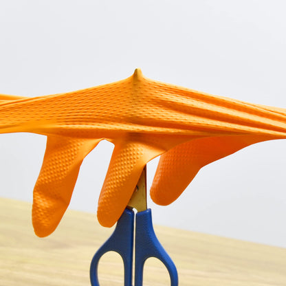 TitanFlex ThorGrip Heavy Duty Industrial Orange Nitrile Gloves, 8-mil, Gloves Disposable Latex Free with Raised Diamond Texture Grip, Powder Free, Rubber Gloves, Mechanic Gloves,100-ct Box (Large)