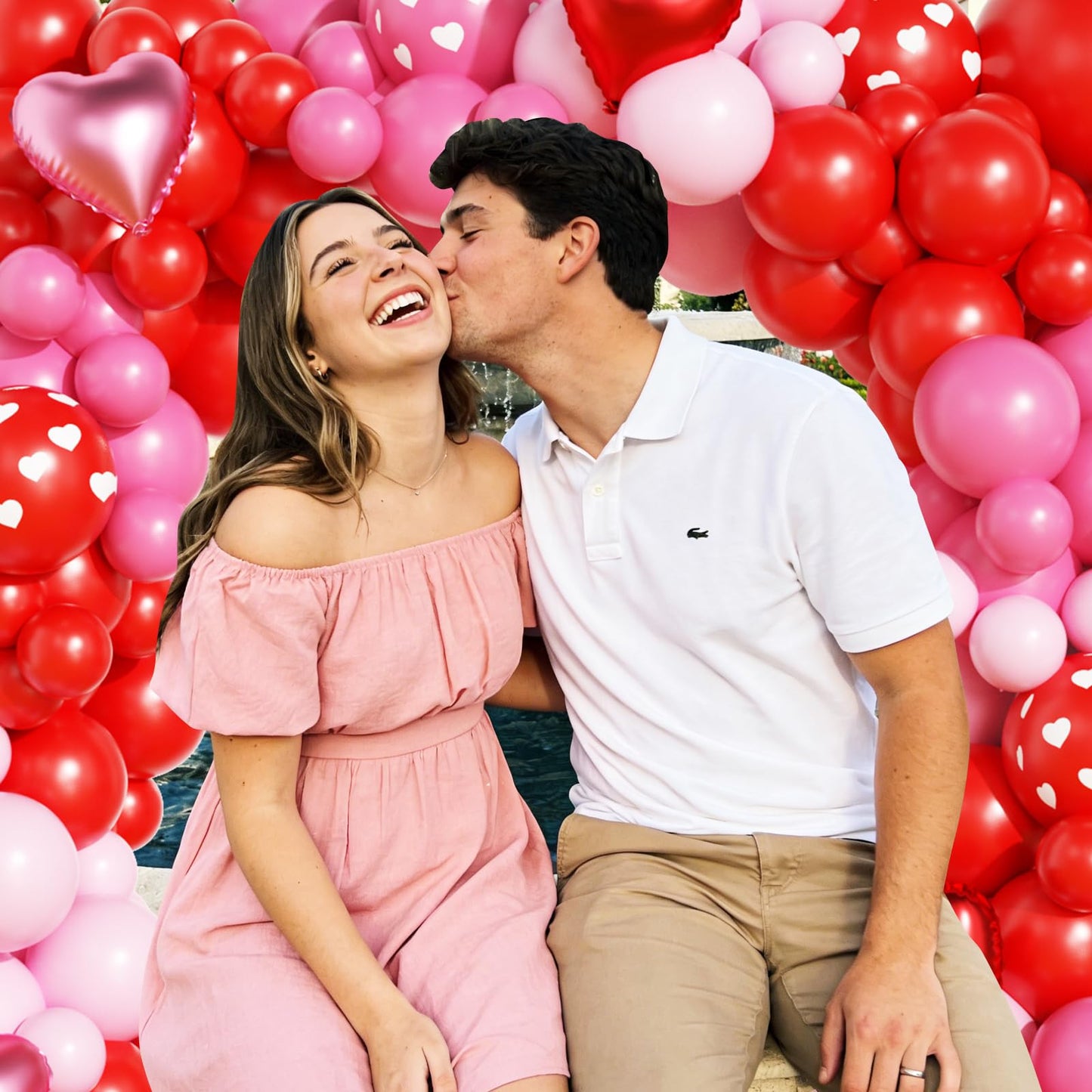 OTLGEUA Valentines Day Balloons Garland Arch Kit, Pink Red Valentines Day Party Decorations with XOXO LOVE Boxes for Women Girls Wedding Engagement Anniversary