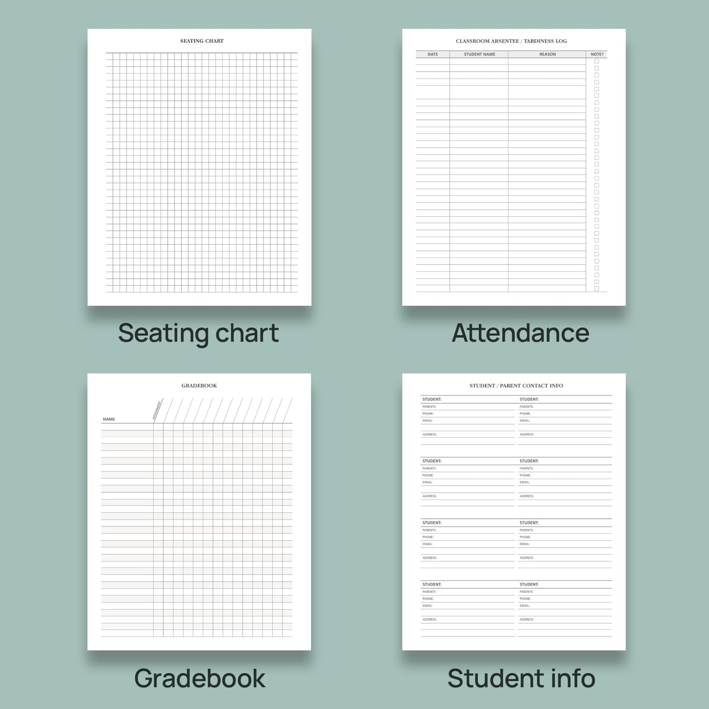 POPRUN Teacher Planner 2025-2026, (Letter Size - 8.5'' x 11'') Academic Lesson Planner (July 2025 - June 2026), with Monthly Tabs, Thick Papers, 2-Sided Pocket, Leather for Teachers, Turquoise Green