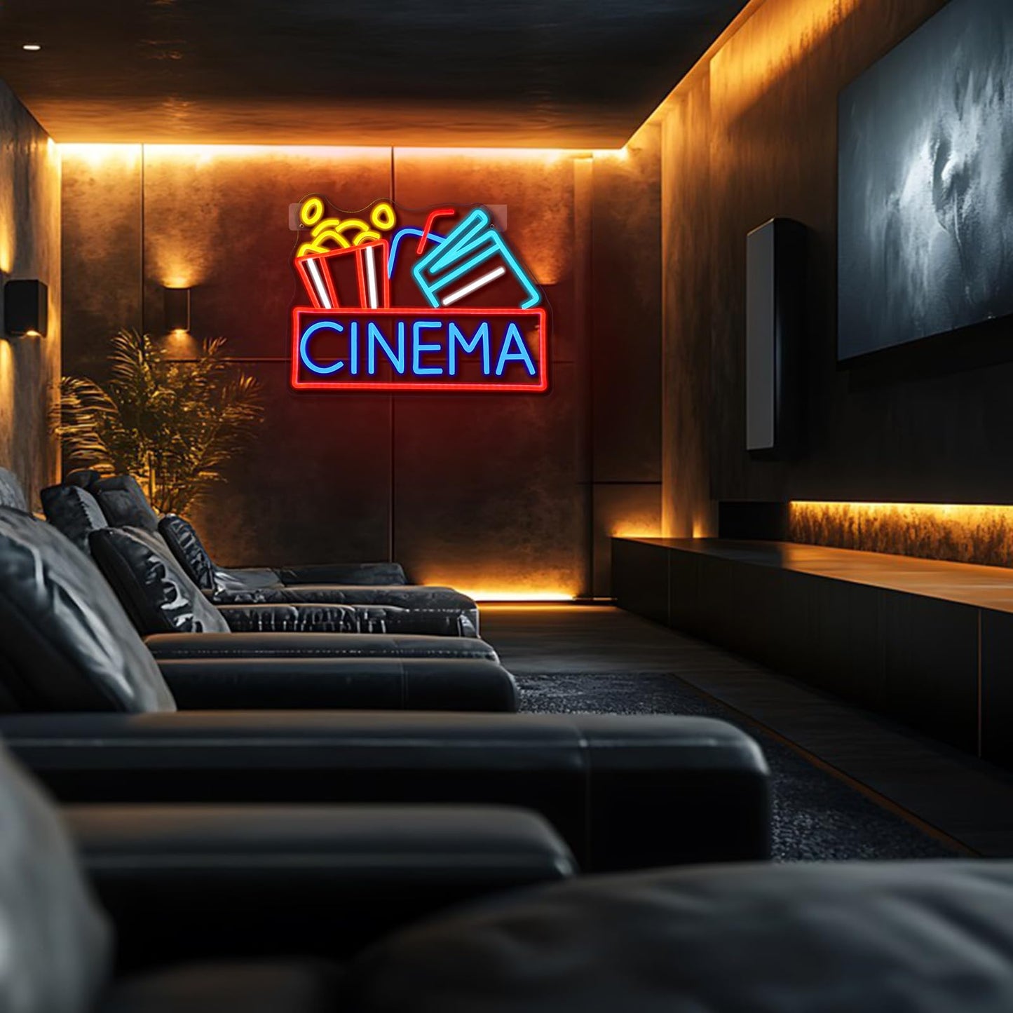 Runalosa Cinema Neon Sign Dimmable Movie Neon Light Sign for Wall Decor Film Theater Led Signs for Home Bar Movie Night Party Man Cave Film Room Gift 15.7" x 12.2"