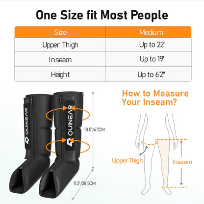 QUINEAR Leg Recovery System for Athletes, Air Compression Recovery Boots Massager for Circulation and Pain Relief - 9 Intensities 60-140 mmHg - FSA-HSA Eligible