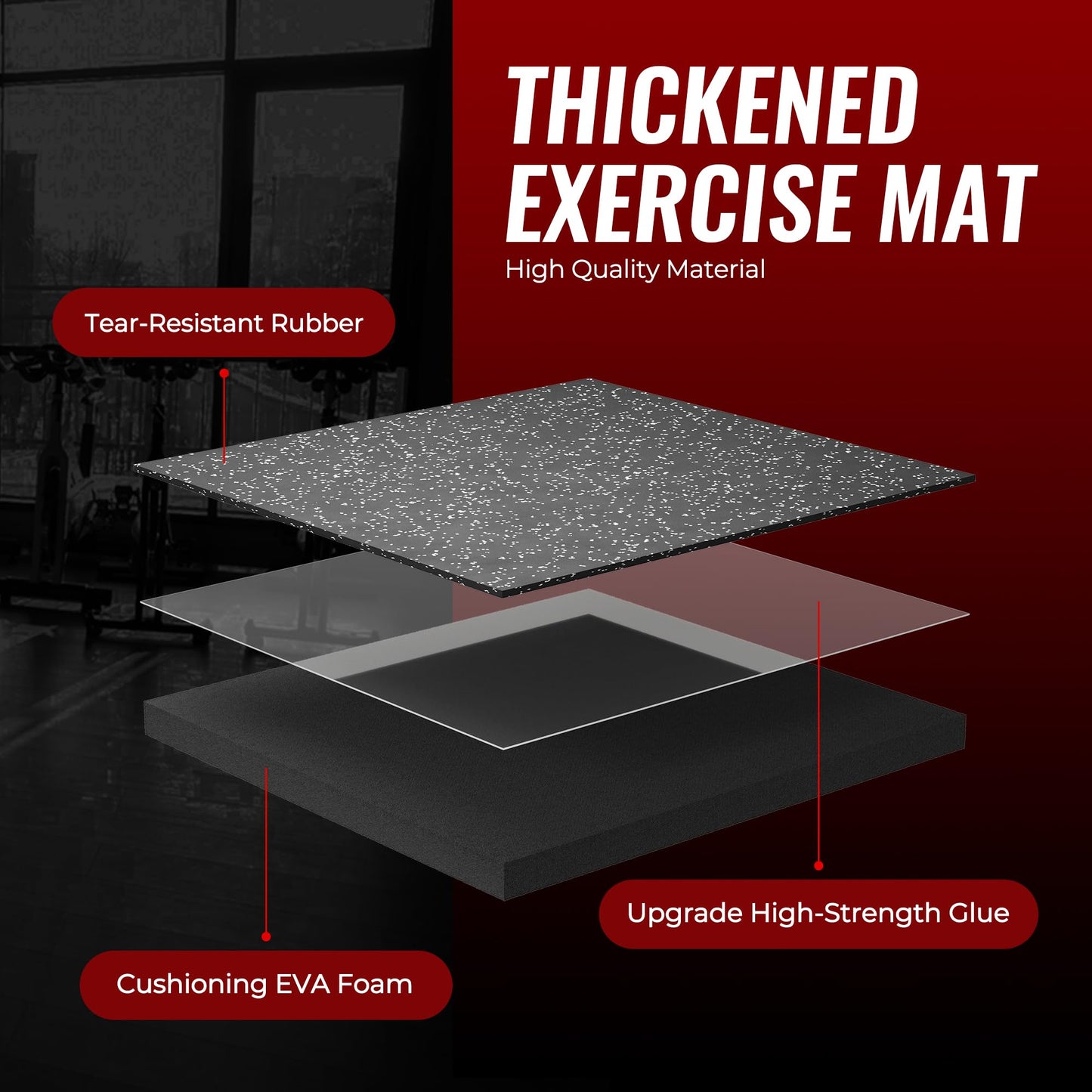 SUPERJARE 0.79'' Extra-Thick Exercise Equipment Mats, 12 Pcs 48 Sq Ft Rubber Top Floor Tiles with High Density EVA Foam, Interlocking Gym Flooring for Home Gym, Workout Mat, Black/Grey