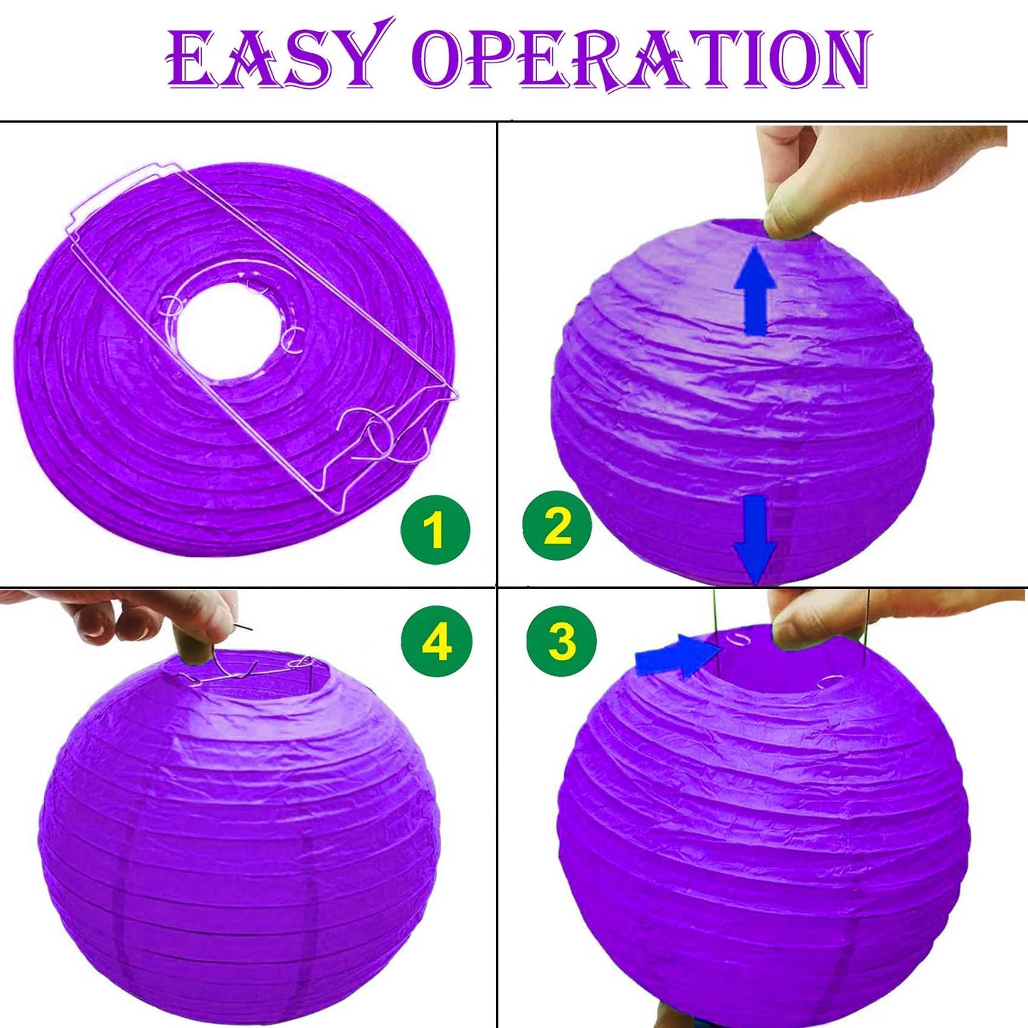 KUNYYI Purple Paper Lanterns 12Pcs Hanging Lanterns for Birthday Party, Wedding, Home Decor, Baby Shower Festive Decoration