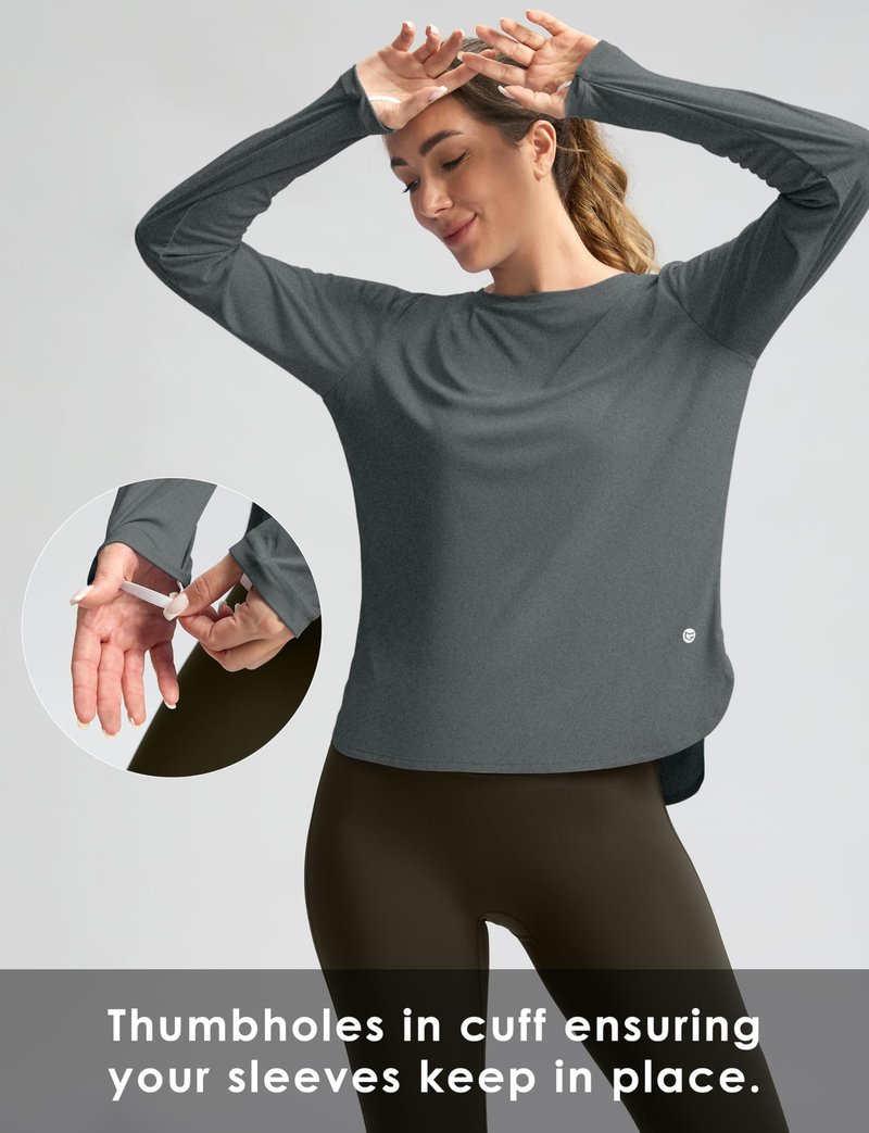 Women's Sun Shirts UPF 50+ Long Sleeve UV Protection Shirt Lightweight Quick Dry Workout Hiking Tops for Women(Heather Grey,S)