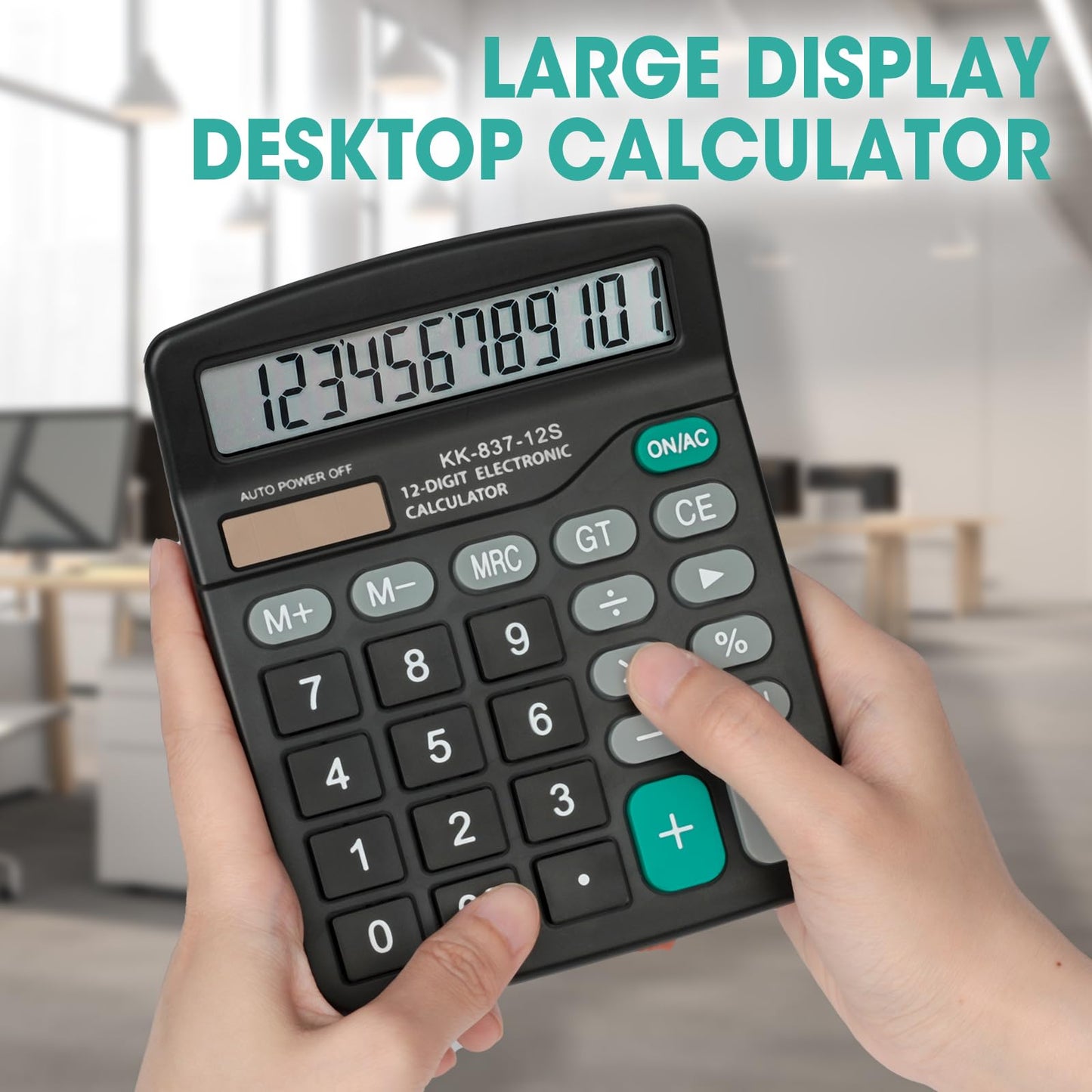 4 Pack Calculator Bulk, 12 Digits Calculators Desktop with Large LCD Display and Sensitive Butto, Solar and Battery Dual Power, Desk Calculator