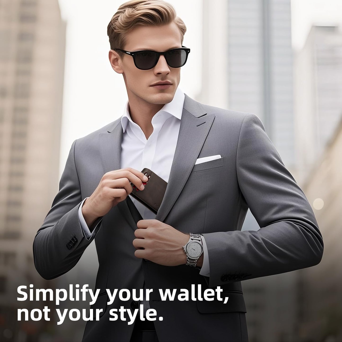 RUNBOX Wallet for Men - Slim Rfid Leather Bifold 2 ID Window With Gift Box Men's Accessories