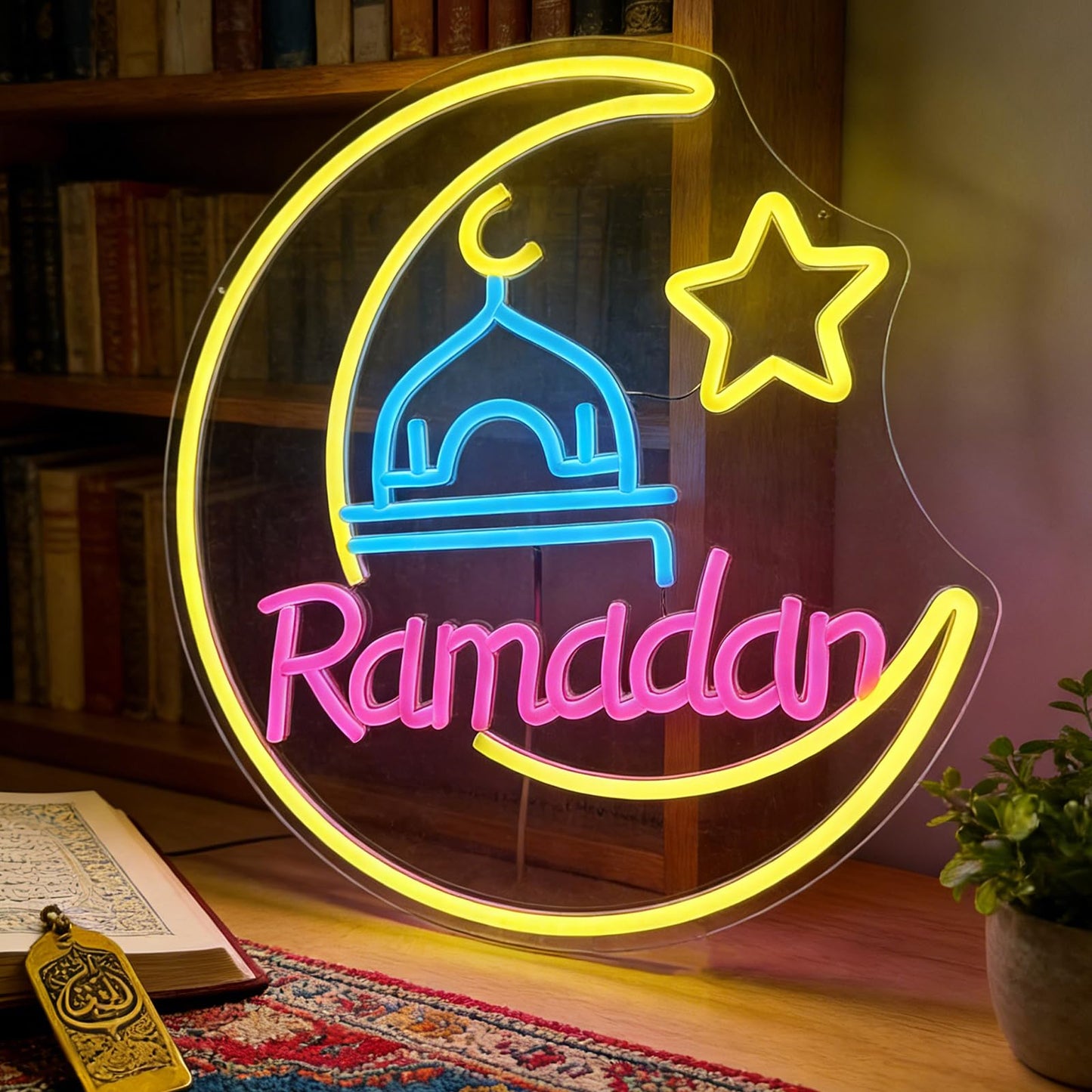 RumonZS Ramadan Kareem Neon Sign 15 in Eid Mubarak Neon Lights for Wall Decor Muslim Islamic Led Light Sign for Ramadan Mubarak Ramadan Kareem Sign Islamic Muslim Home Bedroom Party Decor Gift