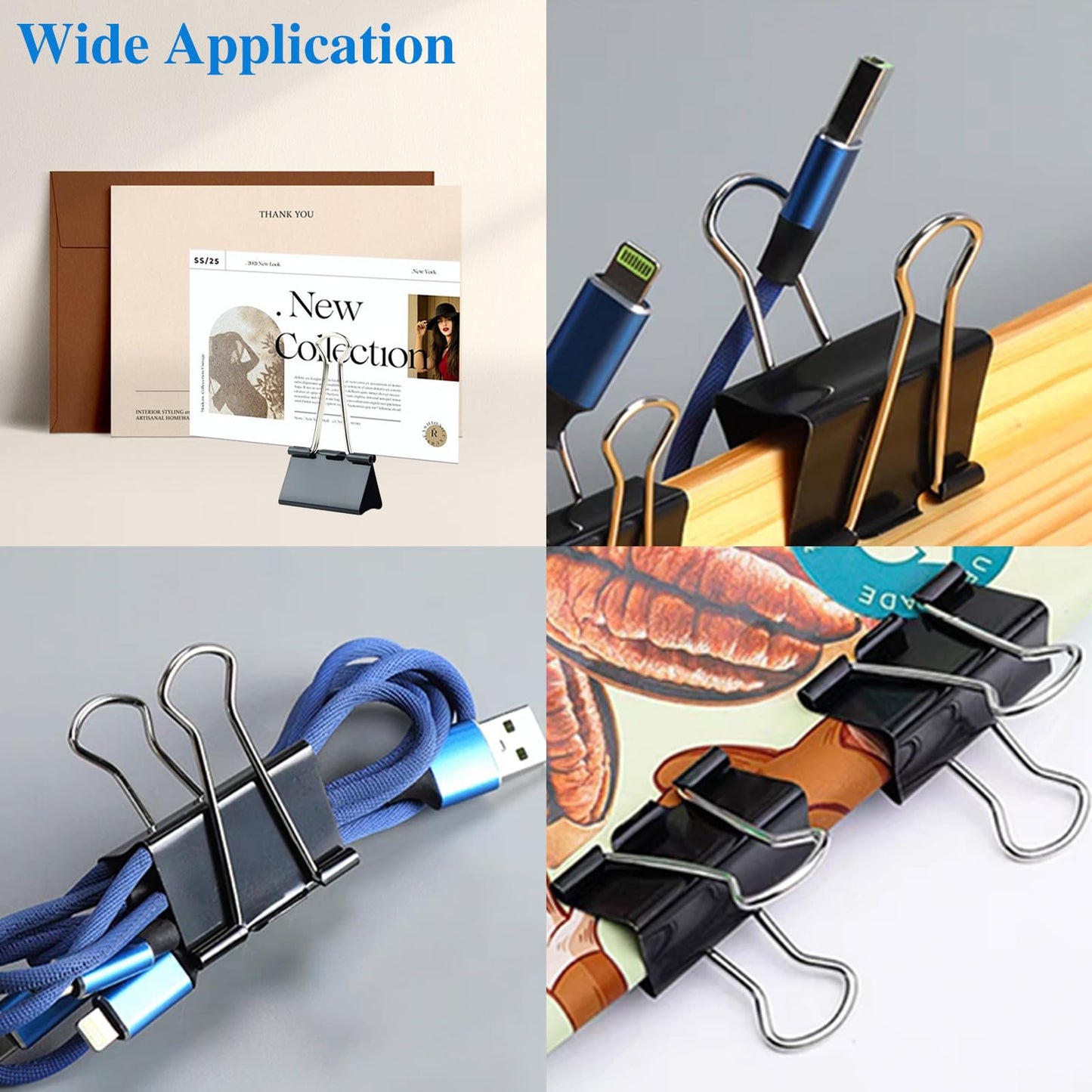 50 Pack Extra Large Binder Clips 2.4 Inch, Upgrade Large Binder Clips Big Paper Clips Clamps for Office and Home Supplies, Black