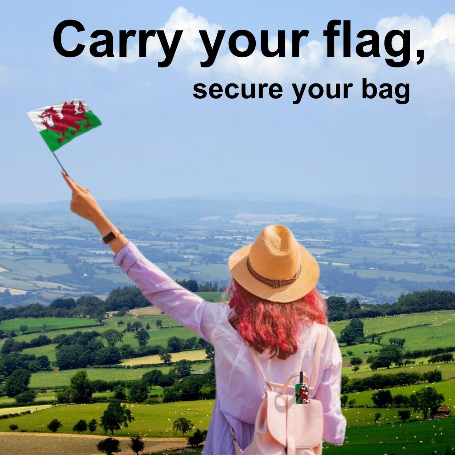 [Pack 2] tag8 Wales Flag Tag Smart Bag tag |Trendy Luggage tag ID Identification | Suitcase Tag | Fashionable Digital Name tag | Airline Compliant, SITA World Tracer Code Enabled | Gift idea