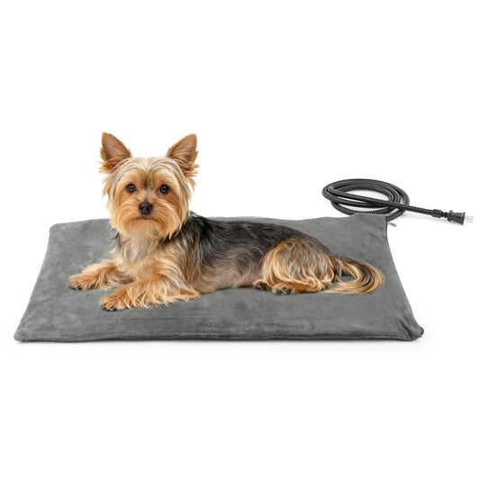 NICREW Pet Heating Pad for Dogs and Cats, Heated Cat Bed with Steel-Wrapped Cord and Soft Fleece Cover, 17.7 x 15.7 Inches, 30 Watts