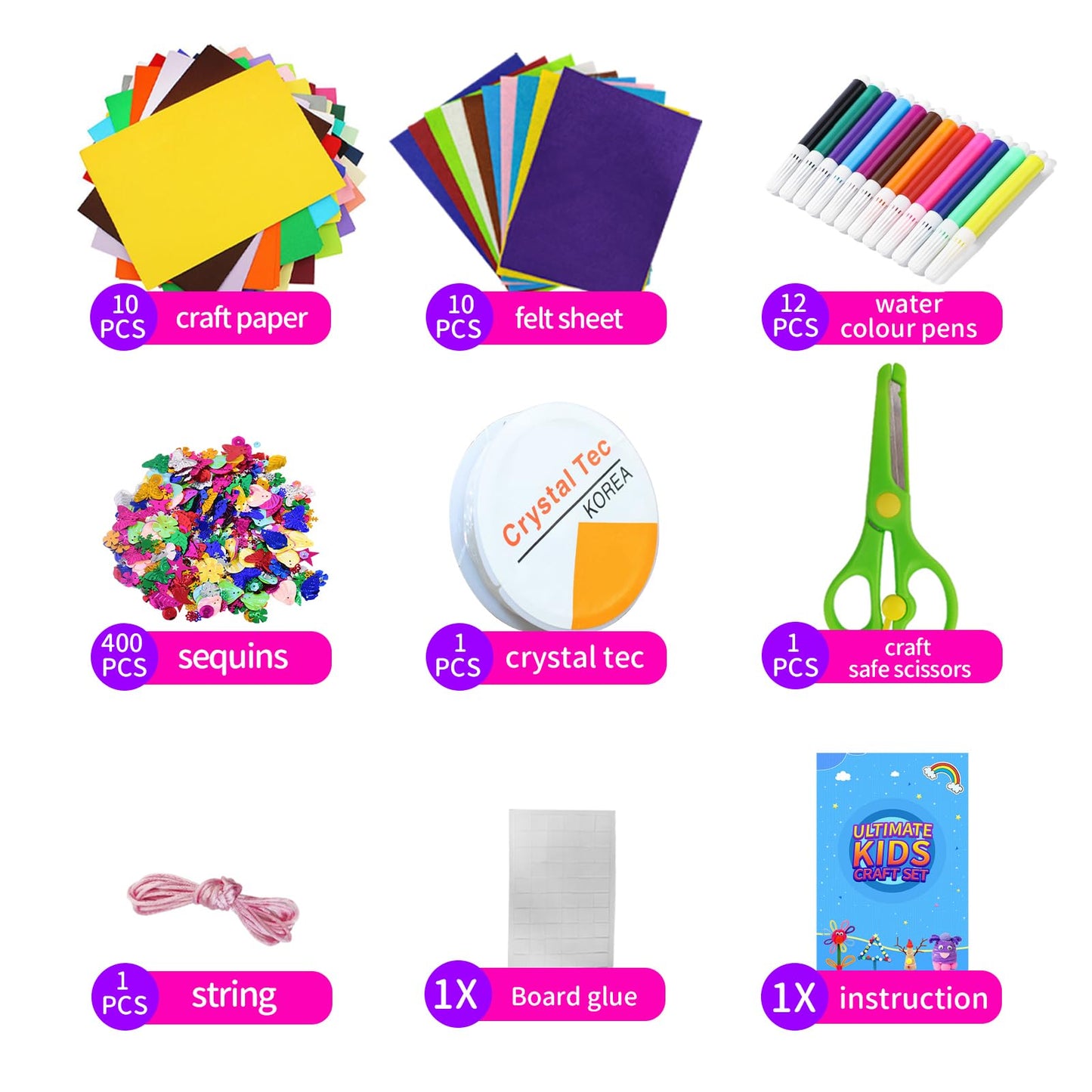 Itopstar 3000 Kids Arts and Crafts Supplies for Kids Crafting Supply in 3 Layered Plastic Art Box All in One Ages 8 9 10 11 & 12 Year Old Girls & Boys Crafting Supply Set