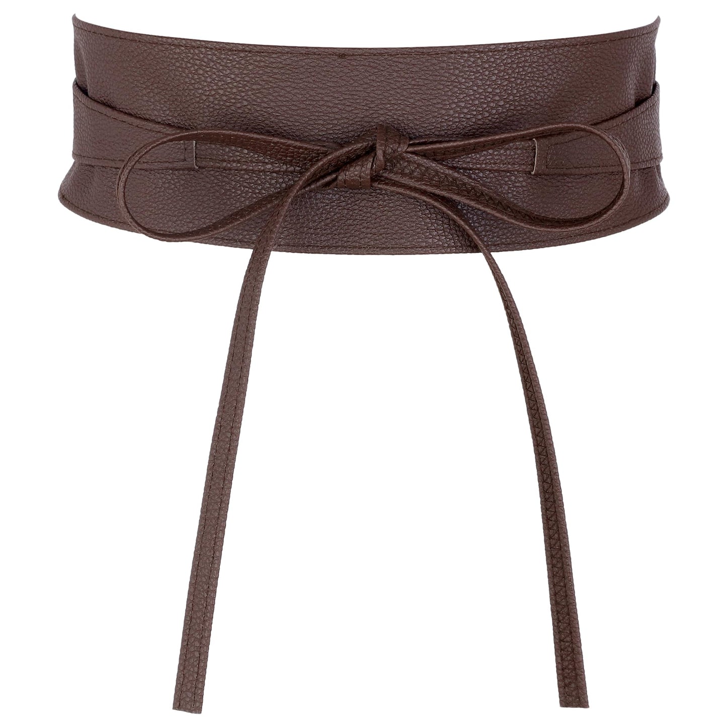 Elerevyo Women's Faux Leather Obi Belts Bowknot Wrap Around Wide Waistband for Evening Outfit Dress Shirts One Size Coffee