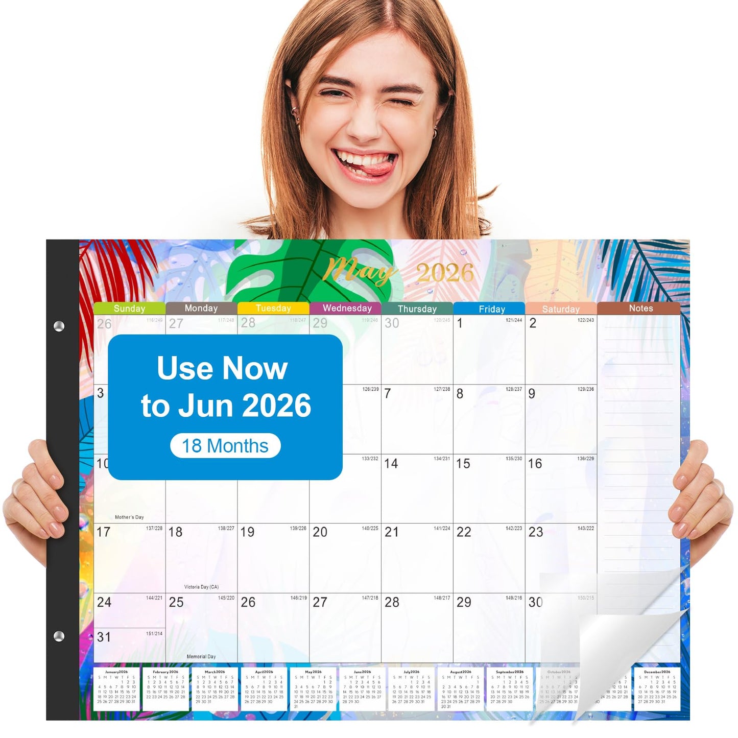 Gannyfer Desk Calendar 2026-2027 - 18 Month Large Desk Calendar 2026, Use January 2026 to Jun 2027, 22" x 17" Desktop Pad Calendar, Office Supplies Perfect for Planning and Organizing In Your Home, School or Office