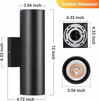 Up and Down Wall Lights 1 Pack, Cylinder Outdoor Wall Sconce Light Aluminum Modern Outdoor Light Fixture and Exterior Wall Sconces Anti-Rust Waterproof for Porch Patio Wet Location Door Way