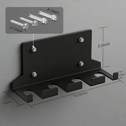 POWER GUIDANCE Olympic Barbell Hanger,Garage Gym Bar Wall Rack,Vertical Barbell Mount Rack,Space Saving Commercial or Home Gym Accessory (‎Black 4Hook)