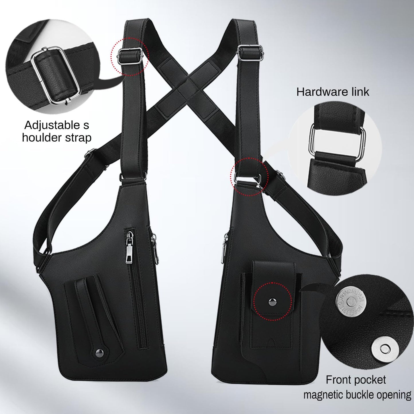 2026 Anti-Theft Double Shoulder Armpit Bag for Men Vest Bag Concealed Carry Holster with Adjustable Straps, Multi-Pocket Underarm Pouch for Travel, Outdoor Running, cycling & Daily Commute etc（black）