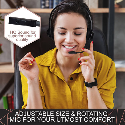 Sonitum Headset with Microphone - Noise Canceling Computer Headset for Office, Meetings, Chat- Comfortable Over-Ear PC Headphones with Rotating Mic- 3.5 Jack for Universal Connectivity (1 Pack)