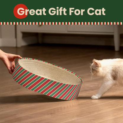 Conlun Cat Scratcher Bed,2 in 1 Oval Cat Scratching Board for Indoor,Scratch Pad Corrugated Cardboard Lounge Bowl Nest Couch Sofas for Kitty Playing&Resting,Ideal forChristmas-Gifts Holiday