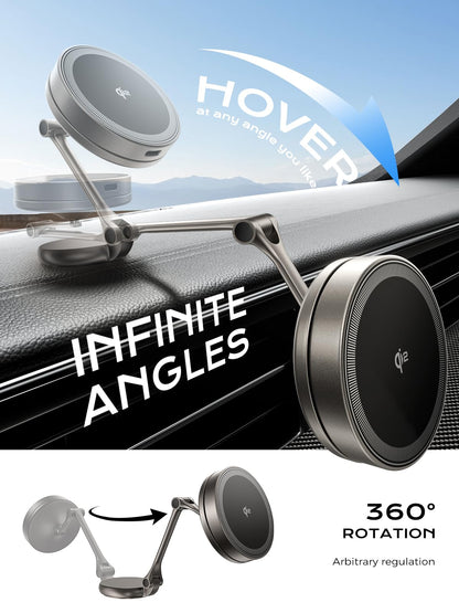 THREEKEY Qi2 Certified MagSafe Car Mount Charger,Car Wireless Charger,15W Magnetic Charger Fast Charging,Retractable Phone Holder with 360°Rotation,Car Mount for iPhone17-12&Galaxy S25 Ultra