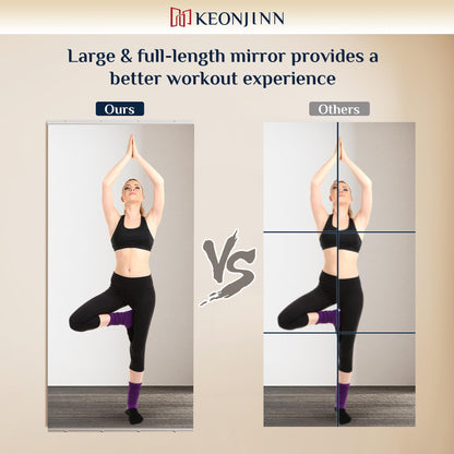 Keonjinn Home Gym Mirror, 72" x 30" Workout Mirrors for Home Gym, Frameless Tempered Glass, Full Body Wall Mirrors for Fitness Exercise, Yoga Room, Dance Studio, Garage