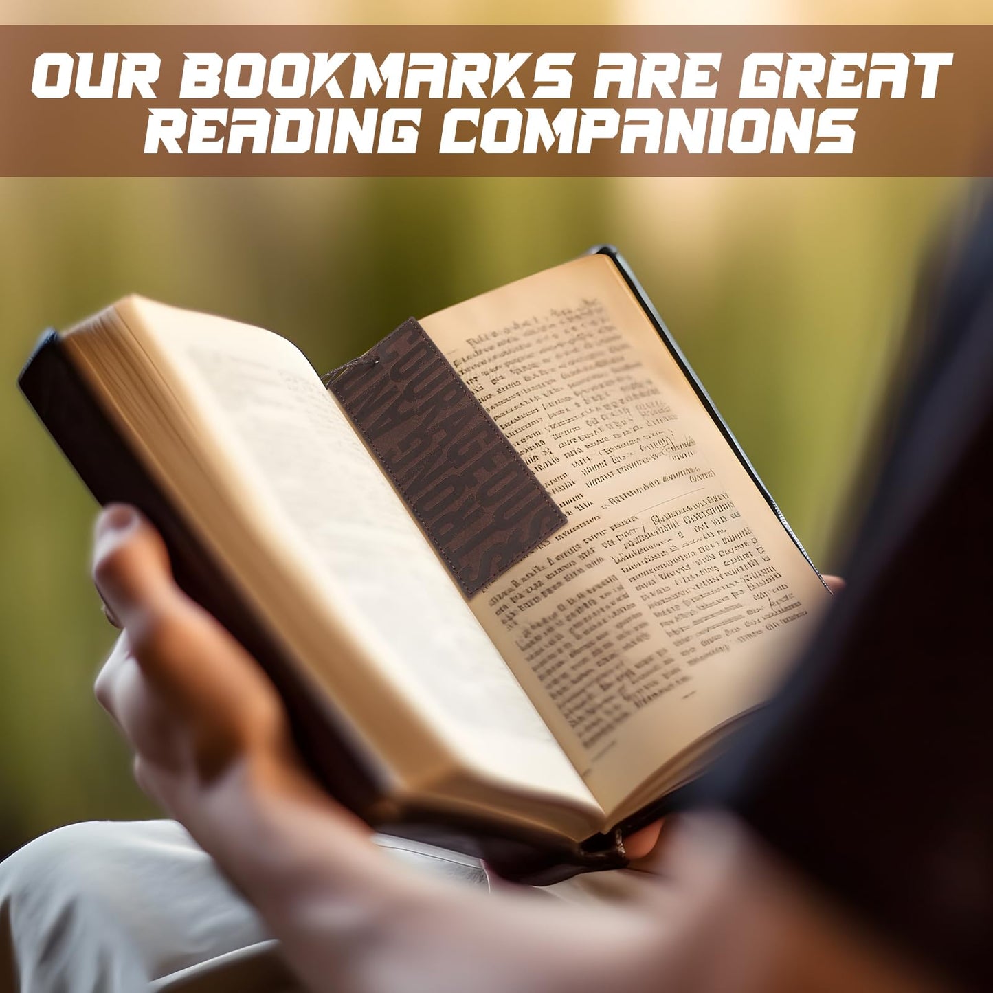 Skyygemm 6 Pieces Father's Day Church Gift Bulk Leather Bible Christian Religious Bookmarks Scripture Bookmarks Joshua 1: 9 Bible Cover Faux Leather with Inspirational Verse Dad Church Gifts for Men