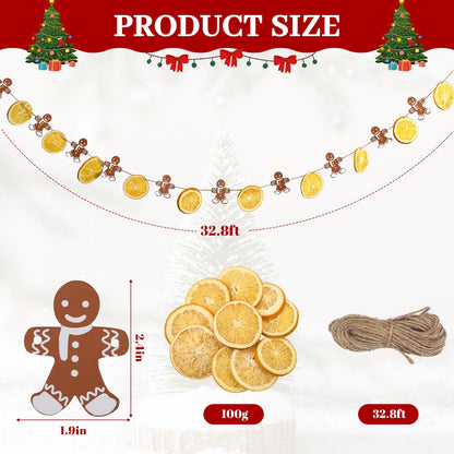 100g Christmas Potpourri Simmer Pot Kit Dried Orange Slices Gingerbread Men Hemp Rope Simmering Potpourri Bowl Filler Room Winter Holiday Natural Non Toxic Home for Xmas Scent Fragrance Decor