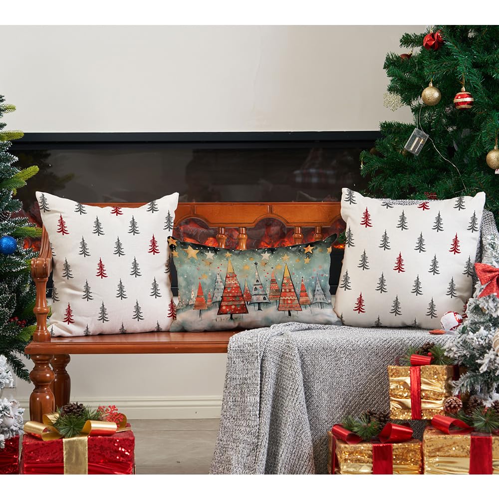 DFXSZ Christmas Pillow Covers 18x18 inch Set of 2 Christmas Tree Decorative White Throw Pillow Covers Winter Famliy Decoration for Home Couch TH-30G18