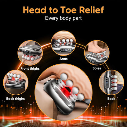 16 Head Massage Gun Deep Tissue - 2026 Upgrade 16-Drive Back Muscle Massager with 3 Modes & 30 Intensities, Portable Quiet Percussion Massager for Legs, Waist, Back, Neck, Buttocks Muscles Pain Relief