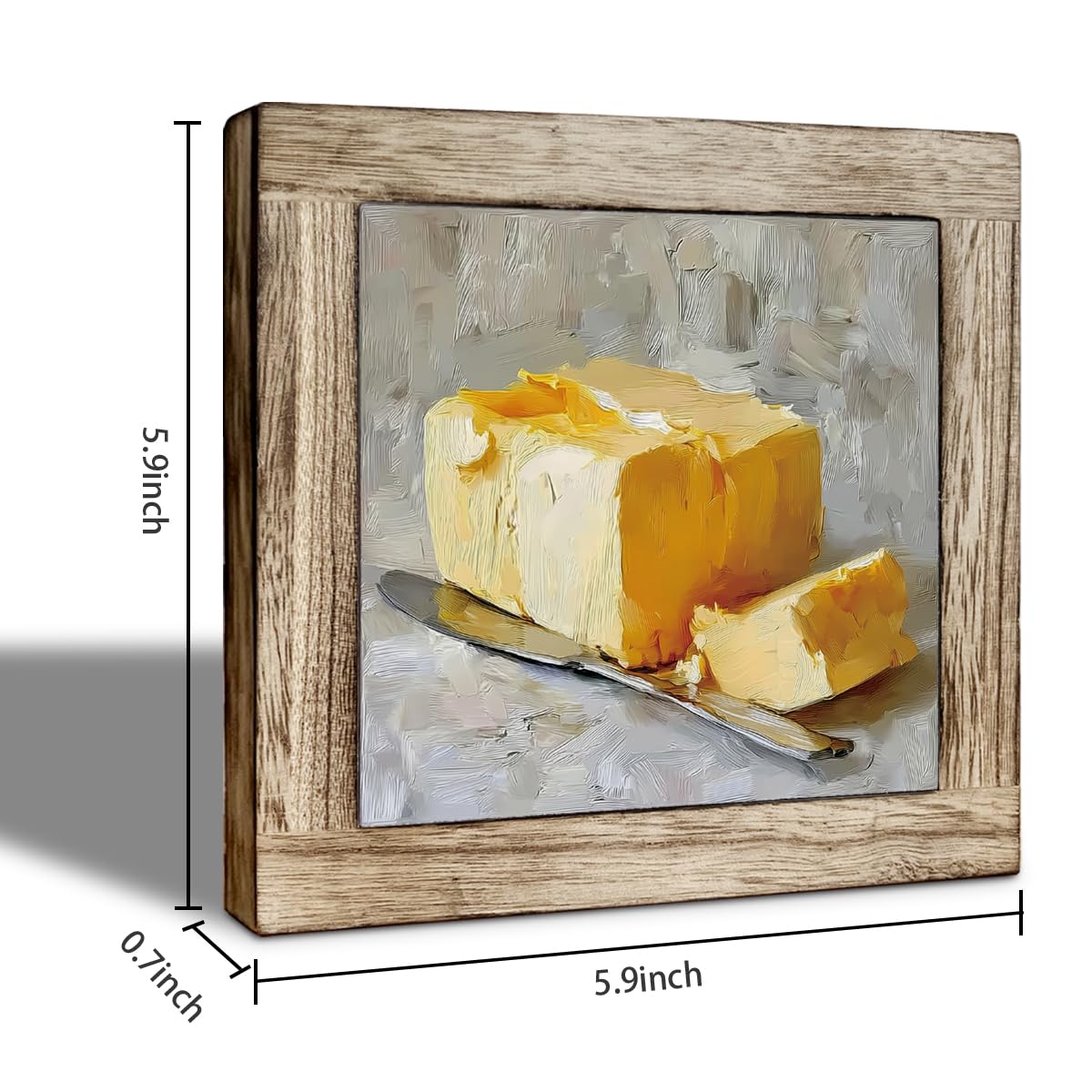 French Kitchen Butter Wooden Box Sign, Rustic Still Life Oil Painting Style Tabletop Decor, Cozy Bar Shelf Accent, Christmas Gift for Friends or Food Lovers