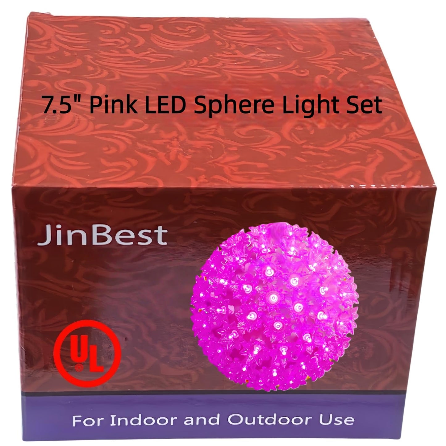 JinBest 7.5in Pink LED Sphere Light, 100 LED, UL Outdoor Wedding Christmas