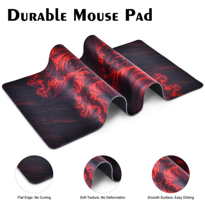veecom Gaming Mouse Pad, Red Large Gaming Mouse Pads 31.5×15.75In, Long Big Mouse Pad XL Mouse Mat with Non-Slip Base, Extended Keyboard Mousepad Flame Pattern (Black Red)