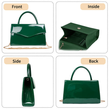 YAPAIOU Leather Women's Evening Bag Glitter Clutches Party Clutch Bridal Purses Cocktail Prom Handbags with Patent(Green)