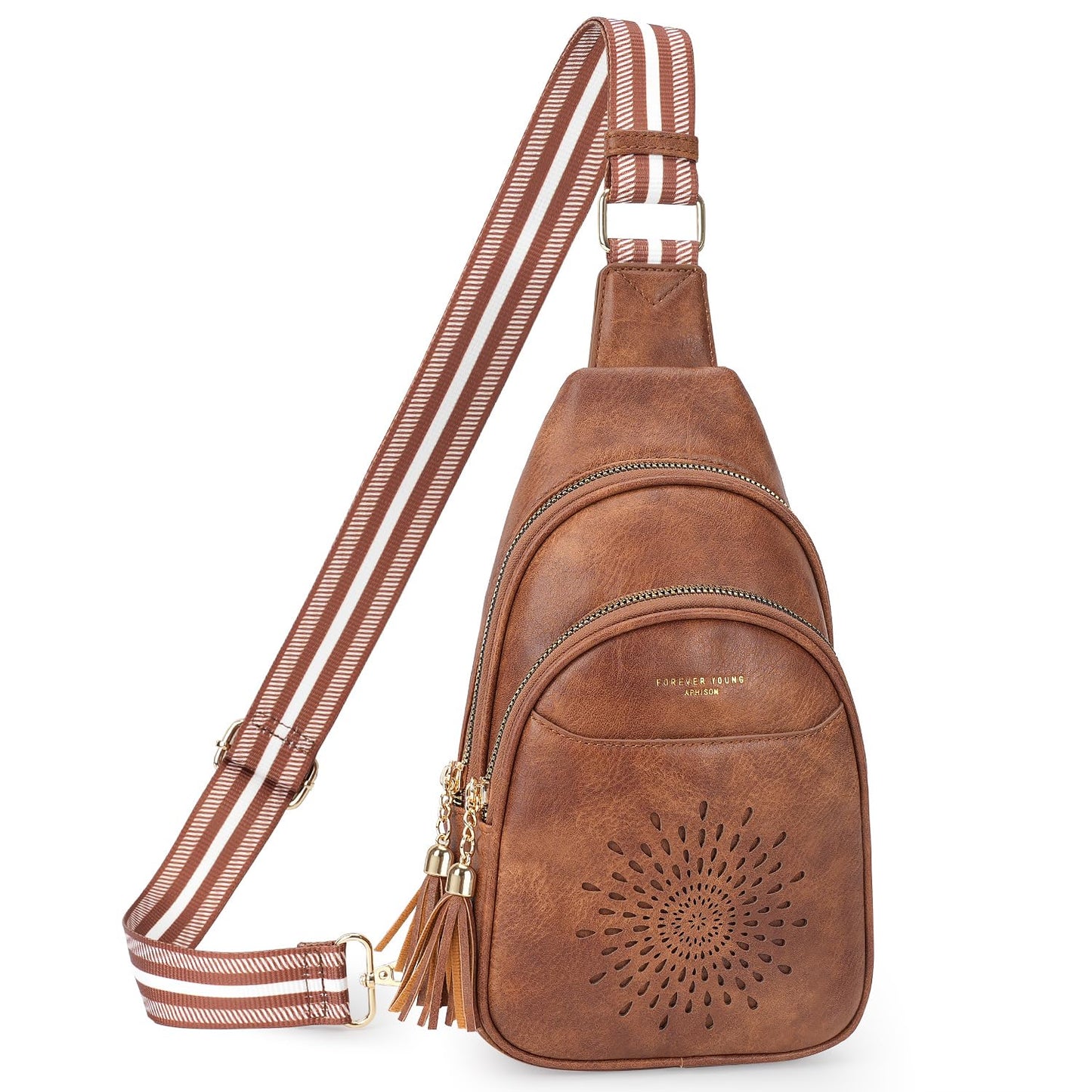 APHISON Small Sling Bag Cell Phone Purse Vegan Leather Fanny Crossbody Bag for Women Trendy Chest Backpack Adjustable Strap