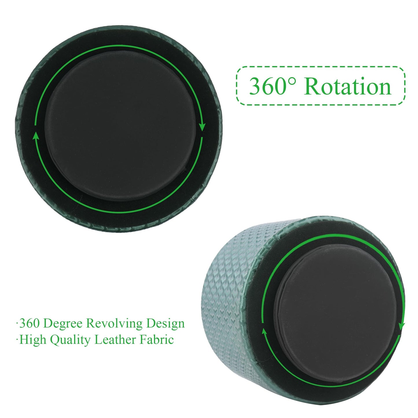 QIELIZI Round Leather Art Supply Organizer,Remote Control Holder,360 Degree Rotating,Multi-Functional Pencil Holder,4 Compartments Desktop Stationary Organizer(1-Triangle Green)