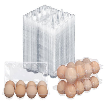KUKLIPJIM 150 Pack Bulk Egg Cartons, Clear Plastic Chicken Egg Holders, Egg Tray Carton Holder for Home & Kitchen, Farm & Market Use, An Eco-Friendly Egg Storage Solution, 8 Grids，(Medium Size)…