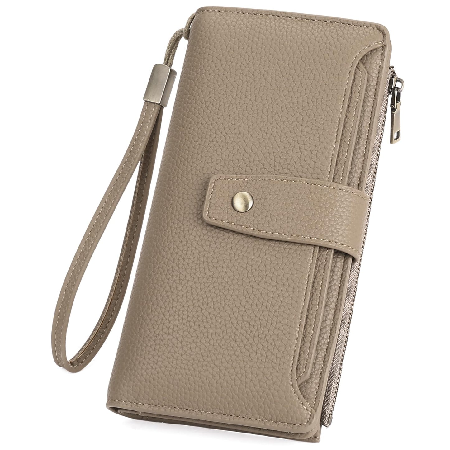 GAEKEAO Womens Wallet RFID Blocking Large Capacity Vegan Leather Card Holder Wristlet Clutch with 32 Card Slots 4 ID Windows