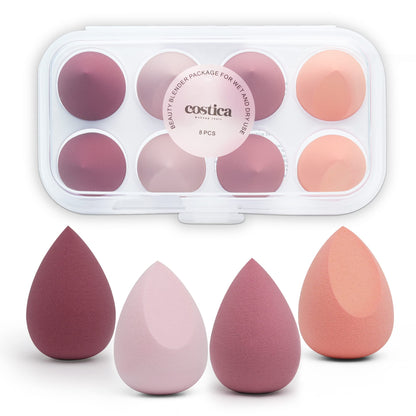 COSTICA Makeup Sponge Set Blender, Beauty Sponge Makeup Blender Flawless for Liquid - Multi Colored 4 pcs Rose Series