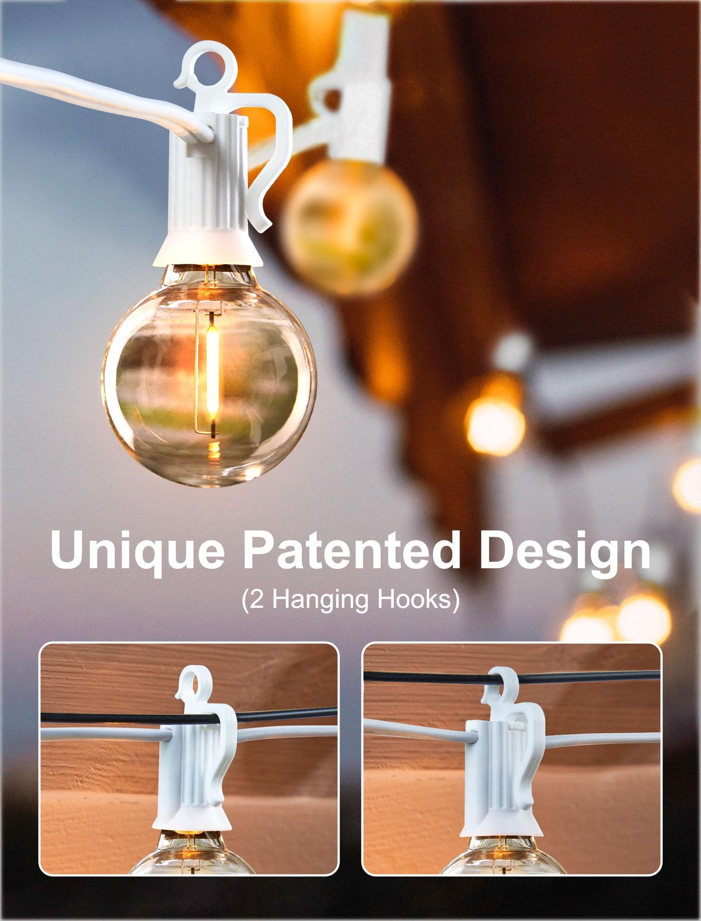 Brightown 69 Feet LED Outdoor String Lights with Shatterproof G40 Edison Bulbs, Connectable and Weatherproof Strand, Commercial Grade Patio Lights for Backyard Garden Patio Decorative, White